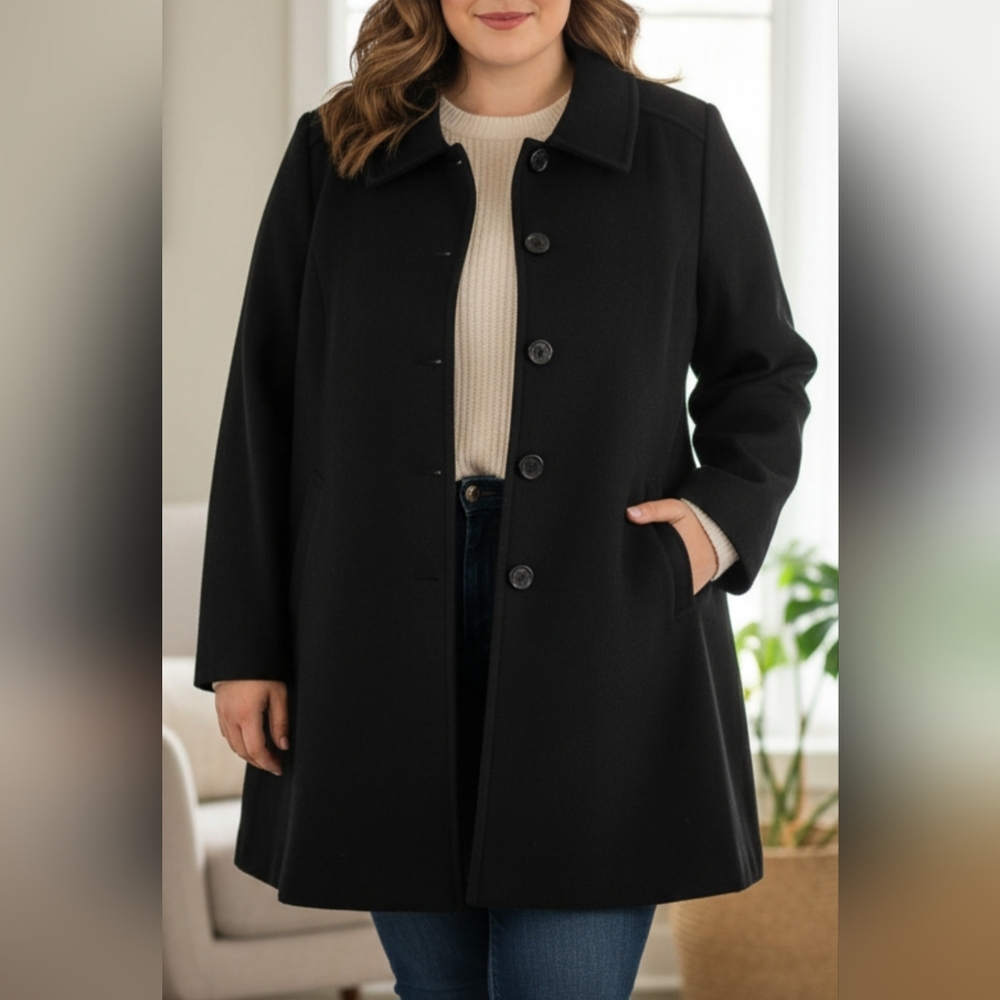Plus Size Women's Black Coat 22W NWOT LINED Pit 26 L35 (IM LIVE)